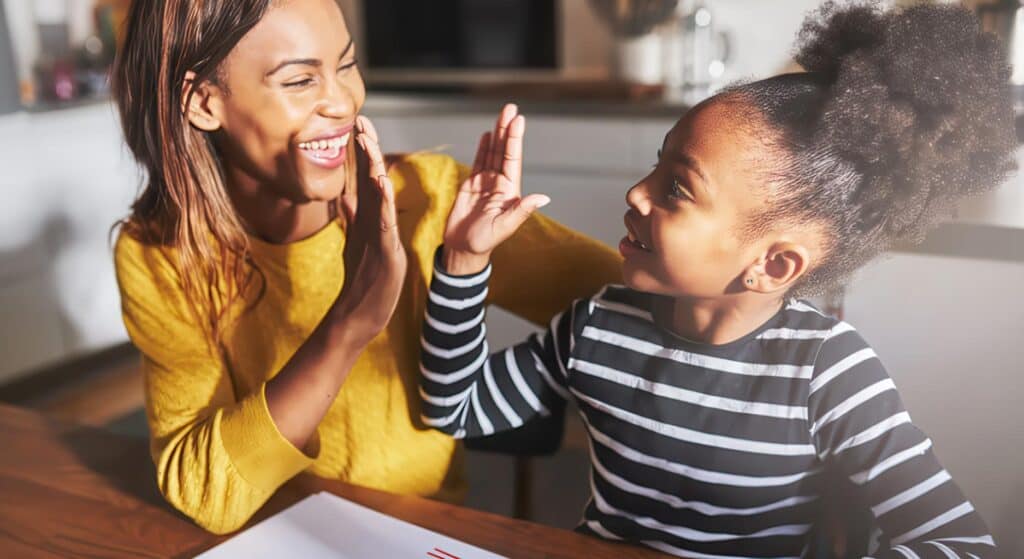 A mom helping teach her daughter better executive function skills.