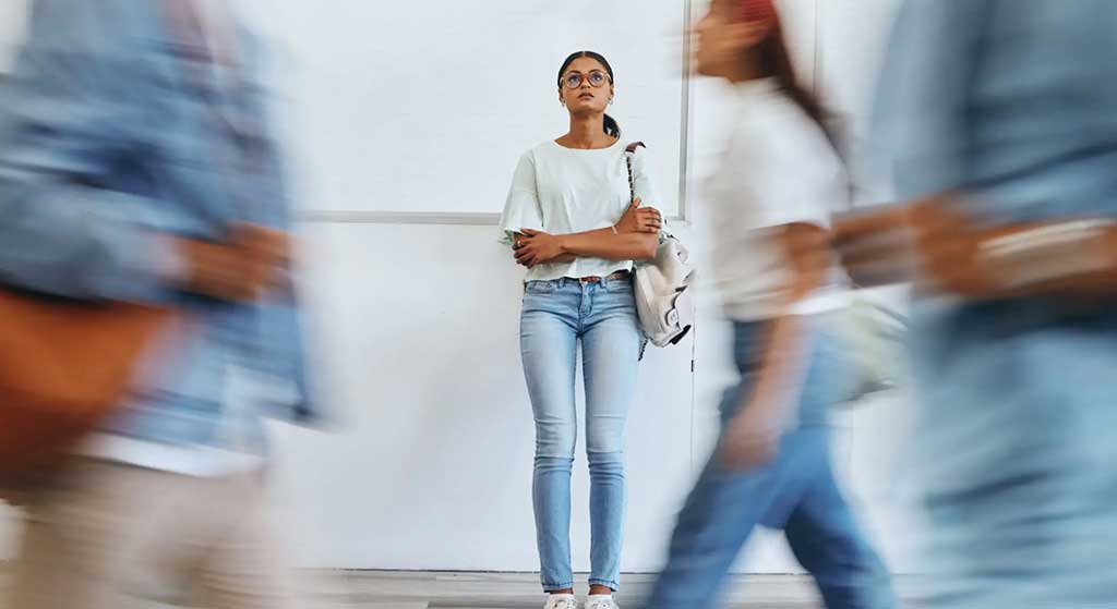 A student experiencing exam anxiety at school.